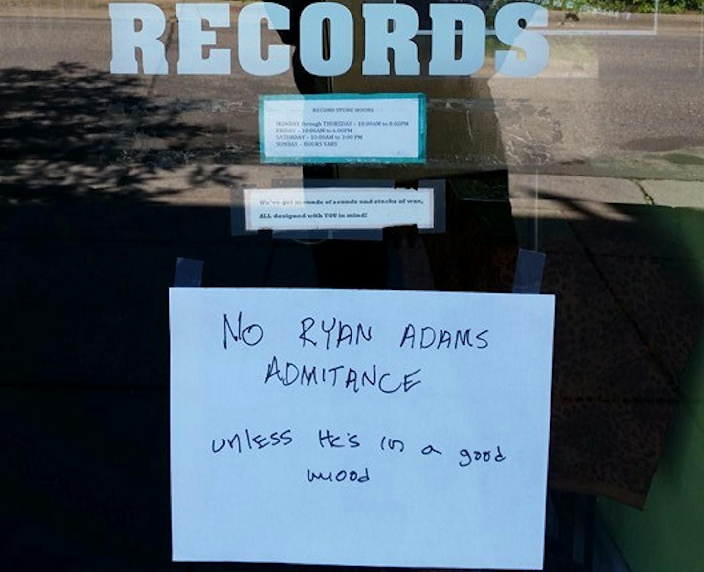 As seen by Ryan Adams himself Saturday in Minneapolis. / Photo by Jon Clifford, Hi-Fi Hair and Records