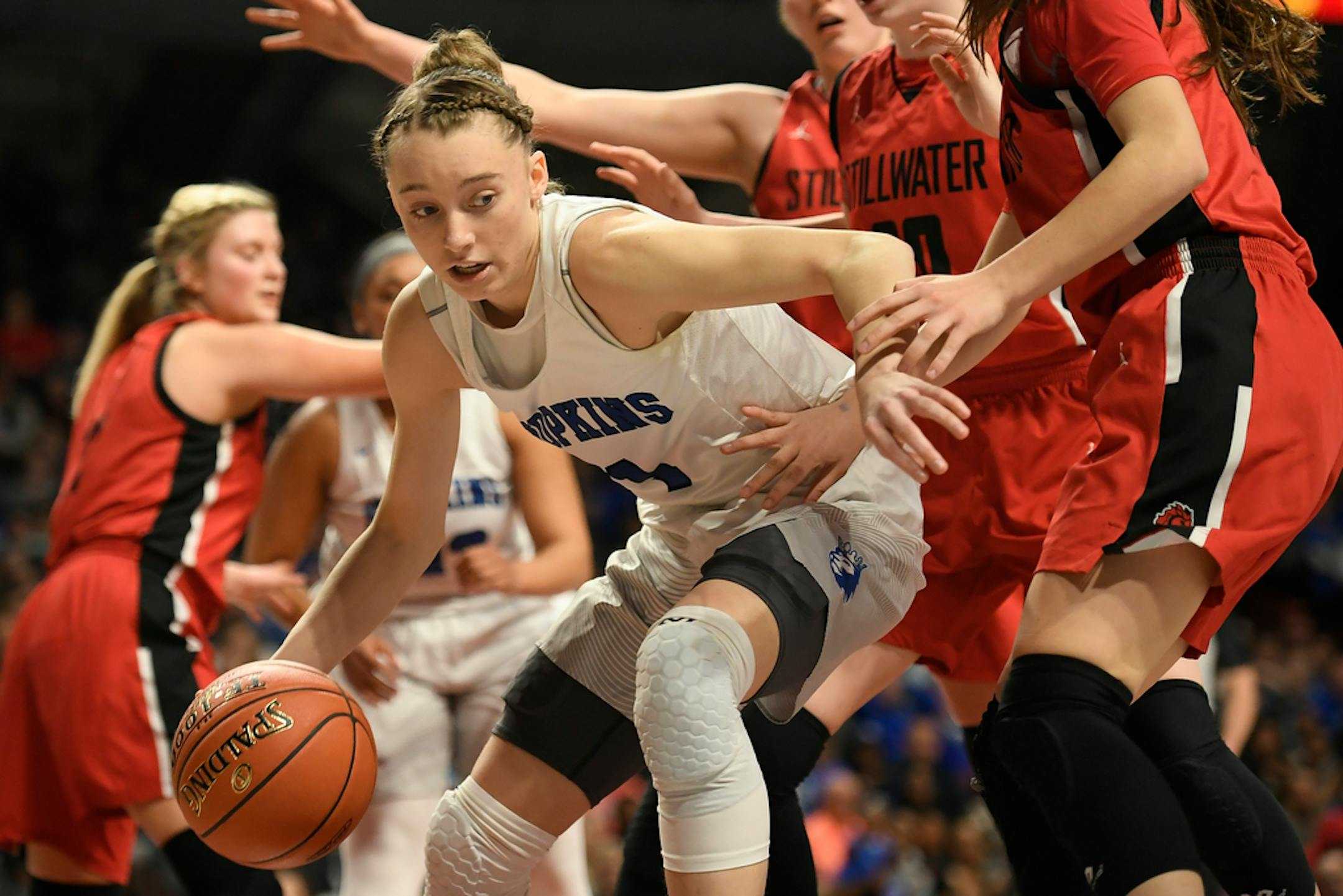 Hopkins guard Paige Bueckers controlled the ball against Stillwater in March when her team won the Class 4A tournament.