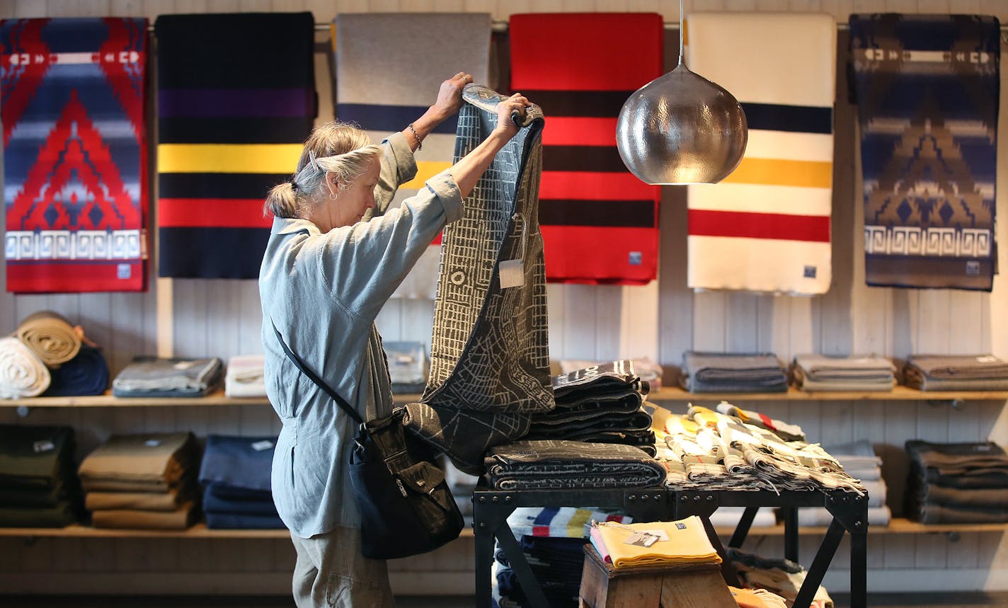 A new store was opened for visitors at the Faribault Woolen Mill, Thursday, August 6, 2015 in Faribault, MN. The mill is celebrating its 150th anniversary. It started during the Civil War. ] (ELIZABETH FLORES/STAR TRIBUNE) ELIZABETH FLORES &#xa5; eflores@startribune.com