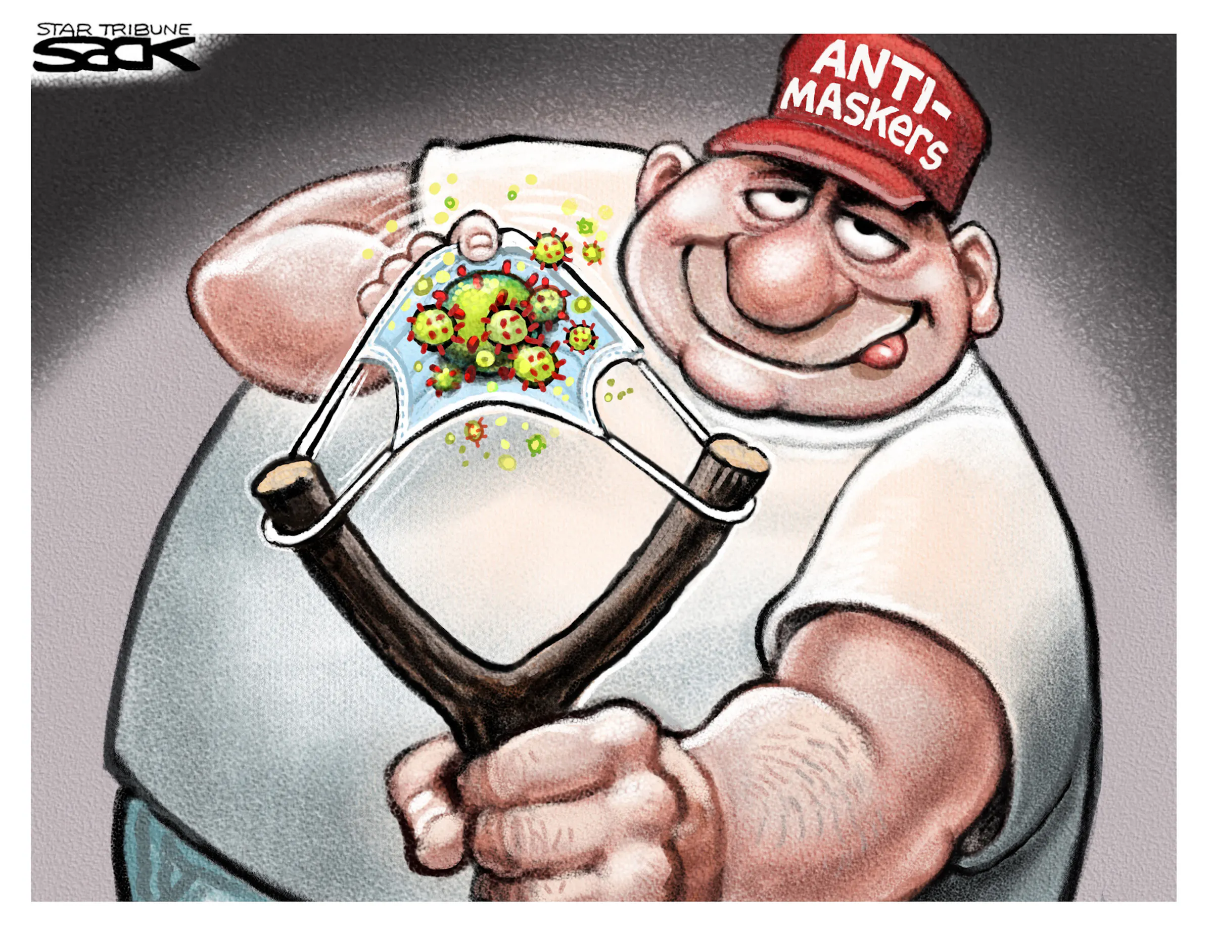 Sack cartoon: Anti-maskers