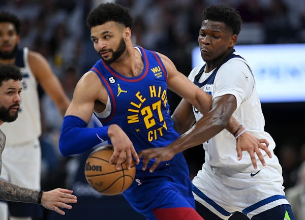 Anthony Edwards forced a turnover against Nuggets guard Jamal Murray on Friday, but Murray has turned in a productive series so far.