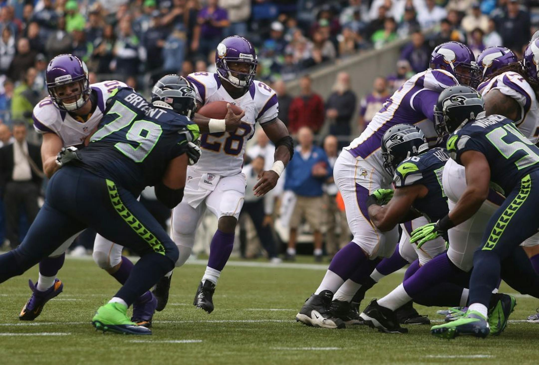 Adrian Peterson ran four yards for a touchdown in the second quarter. It was his second touchdown of the game.