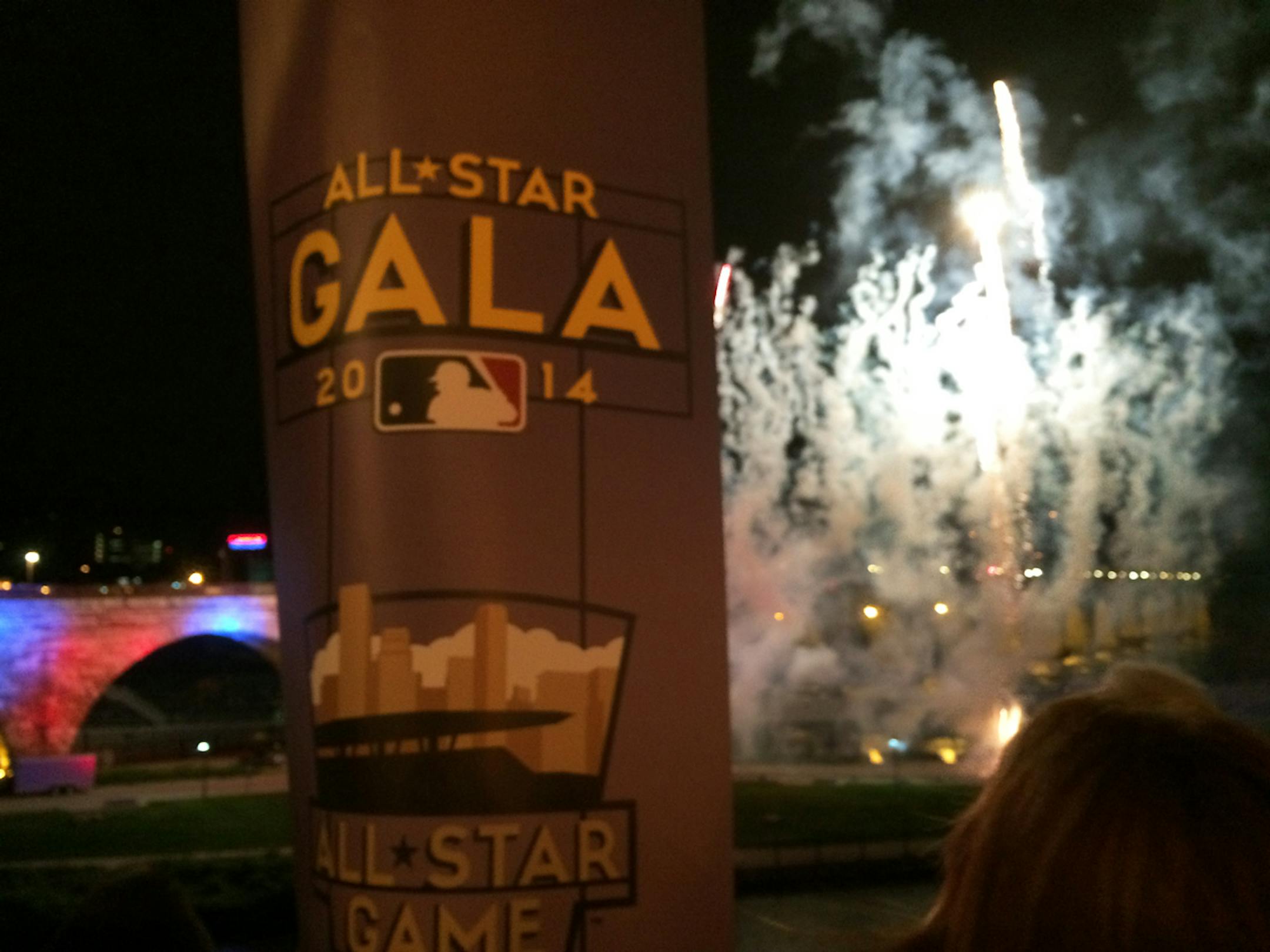 Fireworks explode at the All-Star Gala near Mill City Museum around 12:25 a.m. Tuesday.