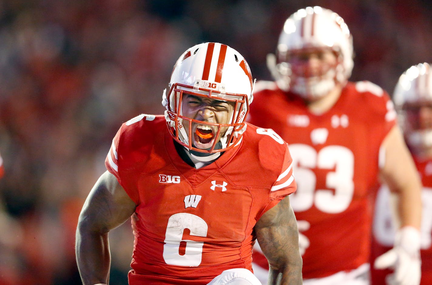 Wisconsin running back Corey Clement celebrated his the third quarter touchdown Saturday against the Gophers.