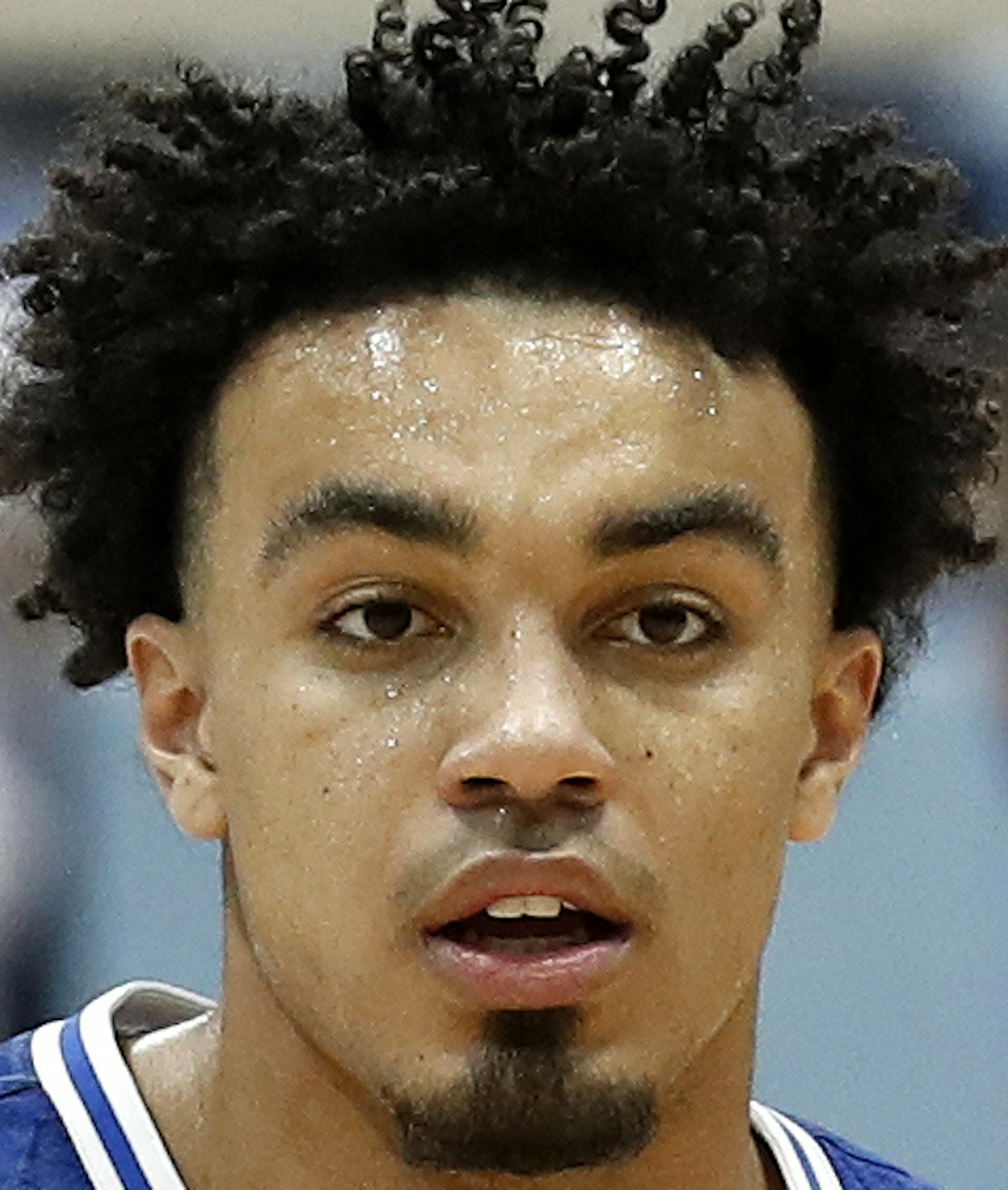 Duke guard Tre Jones dribbles against North Carolina during the second of an NCAA college basketball game in Chapel Hill, N.C., Saturday, Feb. 8, 2020. (AP Photo/Gerry Broome)