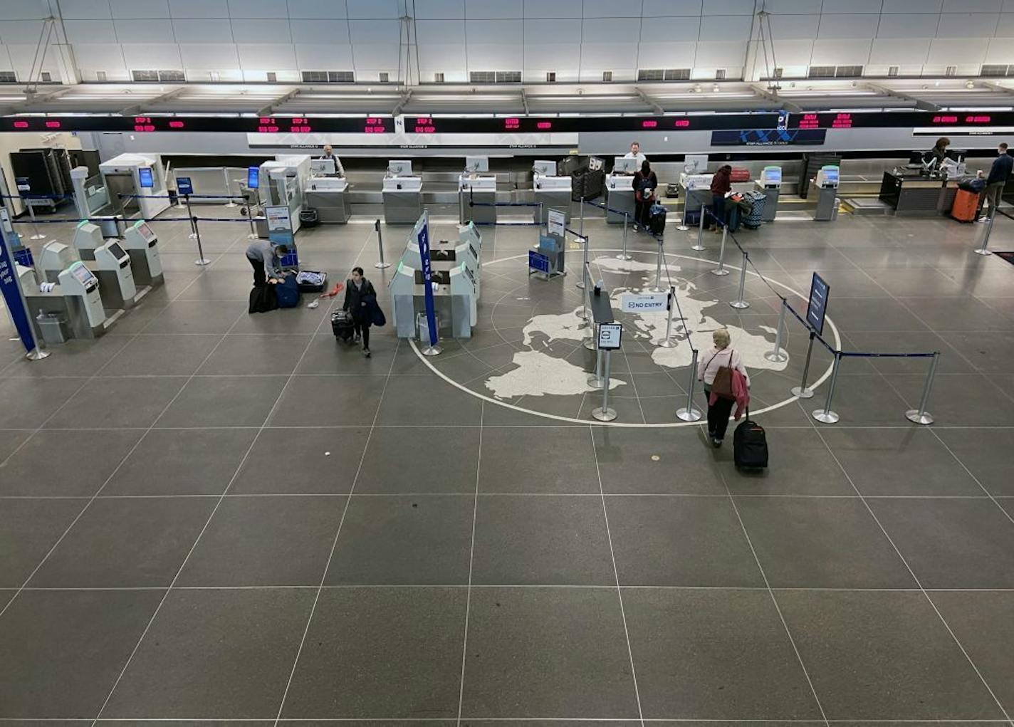 With the Covid-19 virus spreading across the country and state, it appears that Minnesotan's are taking the restrictions and social distancing seriously. Here, the ticketing concourse at MSP airport was almost empty Wednesday afternoon.