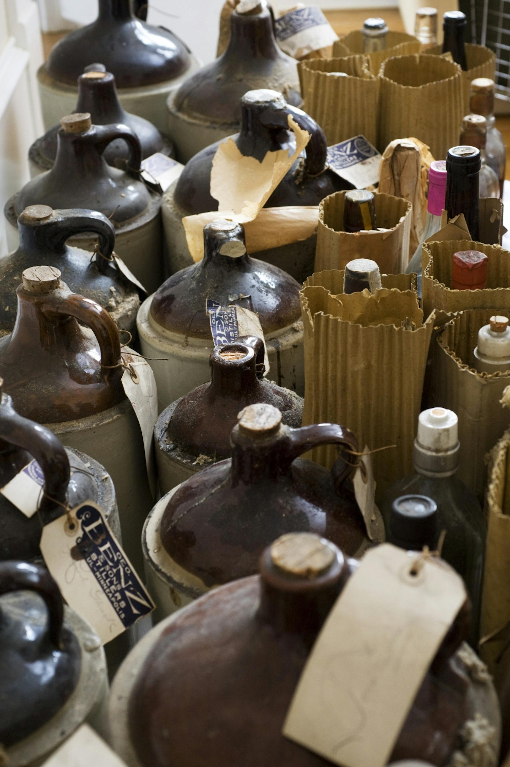 The stash of booze in the wall of Shanesy's house appears to be from just before Prohibition.