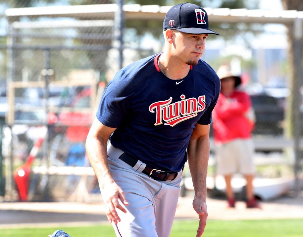 Trevor Larnach showed power to all fields during 24 training camp at-bats.