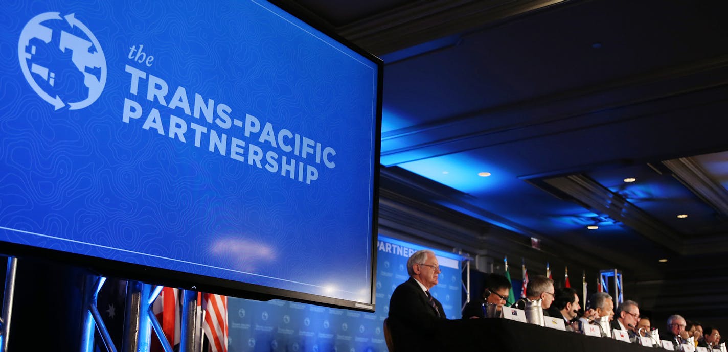 A joint press conference announced an agreement on the Trans-Pacific Partnership free trade pact (TPP).