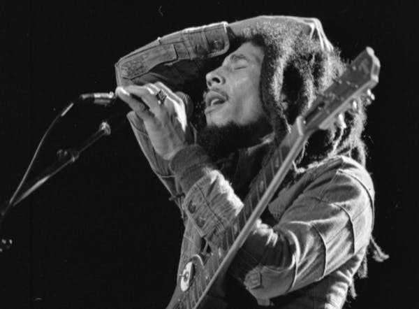 Bob Marley in concert at Northrop Auditorium, Tuesday May 30, 1978.
Photo ran May 31, 1978. Caption: Jamaican singer Bob Marley on stage last night at