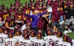 Gophers football coach P.J. Fleck prepared the team for a tackling drill during spring practice in April.