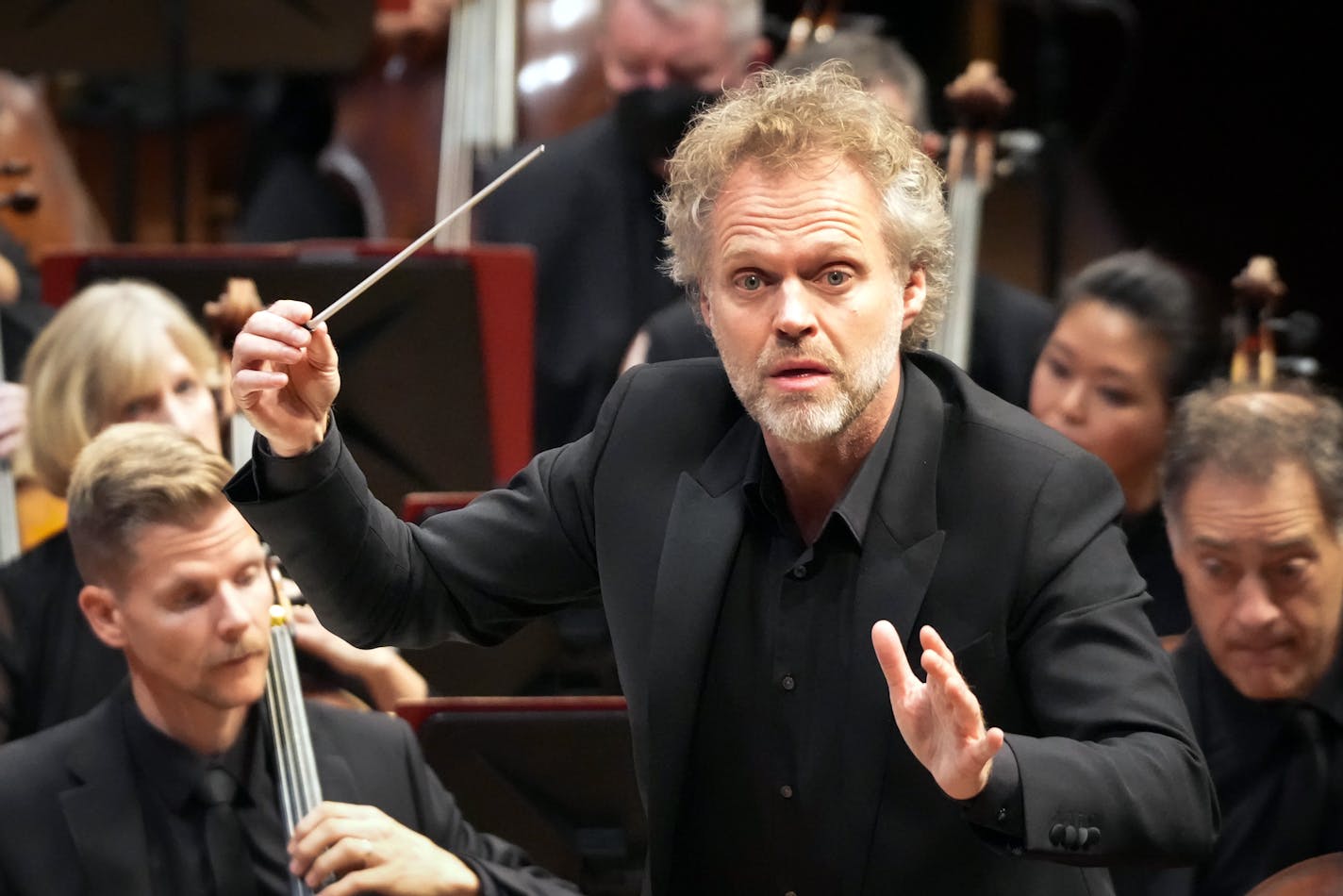 Thomas Søndergård makes his debut as the new director of the Minnesota Orchestra, in Minneapolis, Minn., on Thursday, Oct. 20, 2022.  The first piece Søndergård  directed as Music Director Designate was 'Of a Spring Morning' L. Boulanger with 85 musicians. ] SHARI L. GROSS • shari.gross@startribune.com