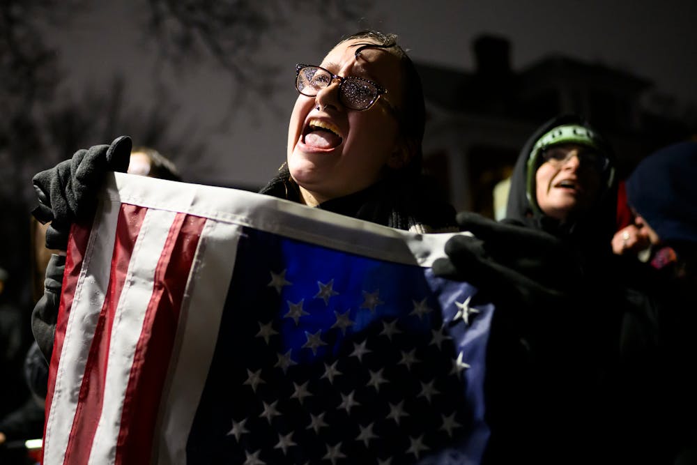 Taylor Chaika, of St. Cloud, protests the death of Renee Good near the scene where Good was shot and killed by federal law enforcement on Thursday, Jan. 8. “It’s unbelievable what happened here,” said Chaika. “I hope we can stand together, move forward and stop this awful fascism that’s taking over our country.”