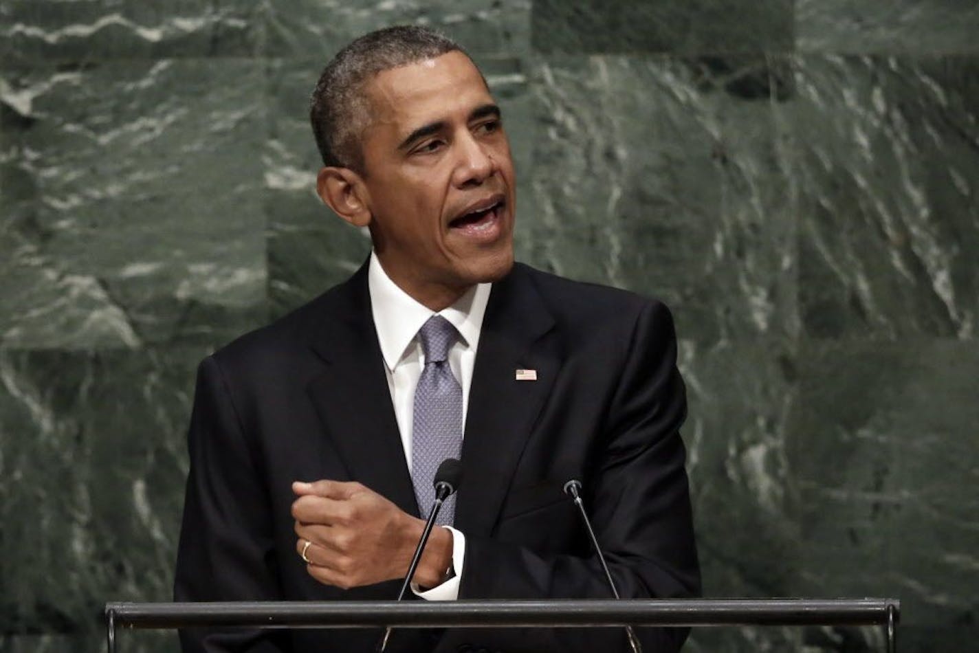 United States President Barack Obama addresses the 70th session of the United Nations General Assembly, Monday, Sept. 28, 2015.