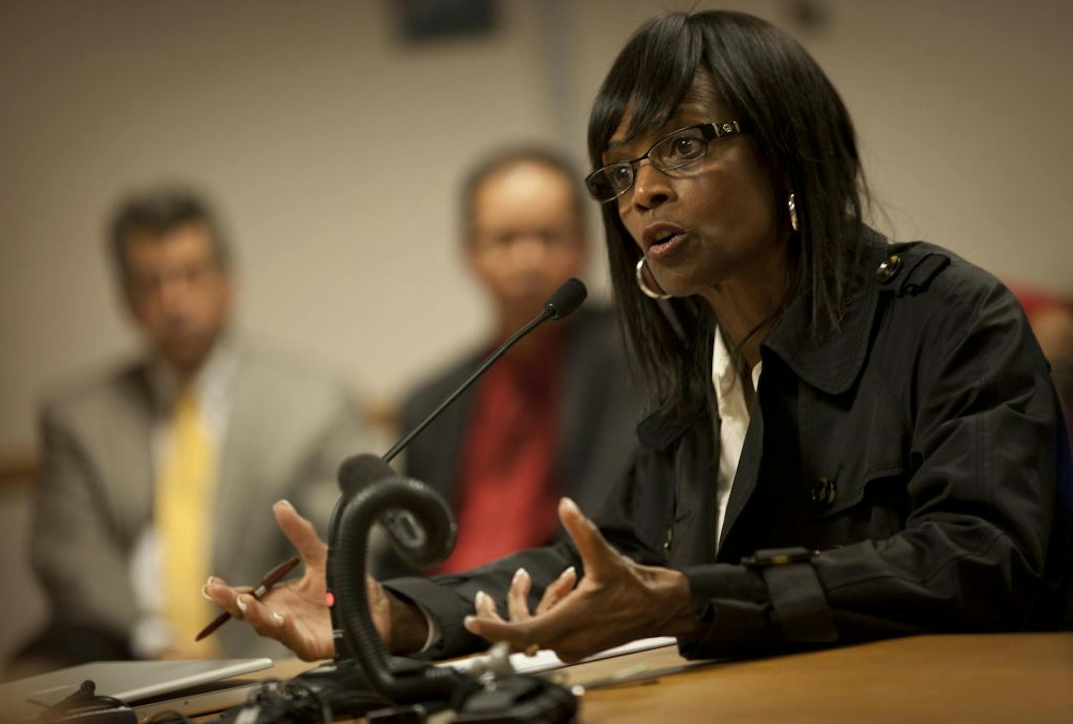 Janet Boynes spoke at Monday night's Anoka-Hennepin school board hearing on replacing the district's policy that limits in-school discussions of sexual orientation. She voiced opposition to changes in the policy.