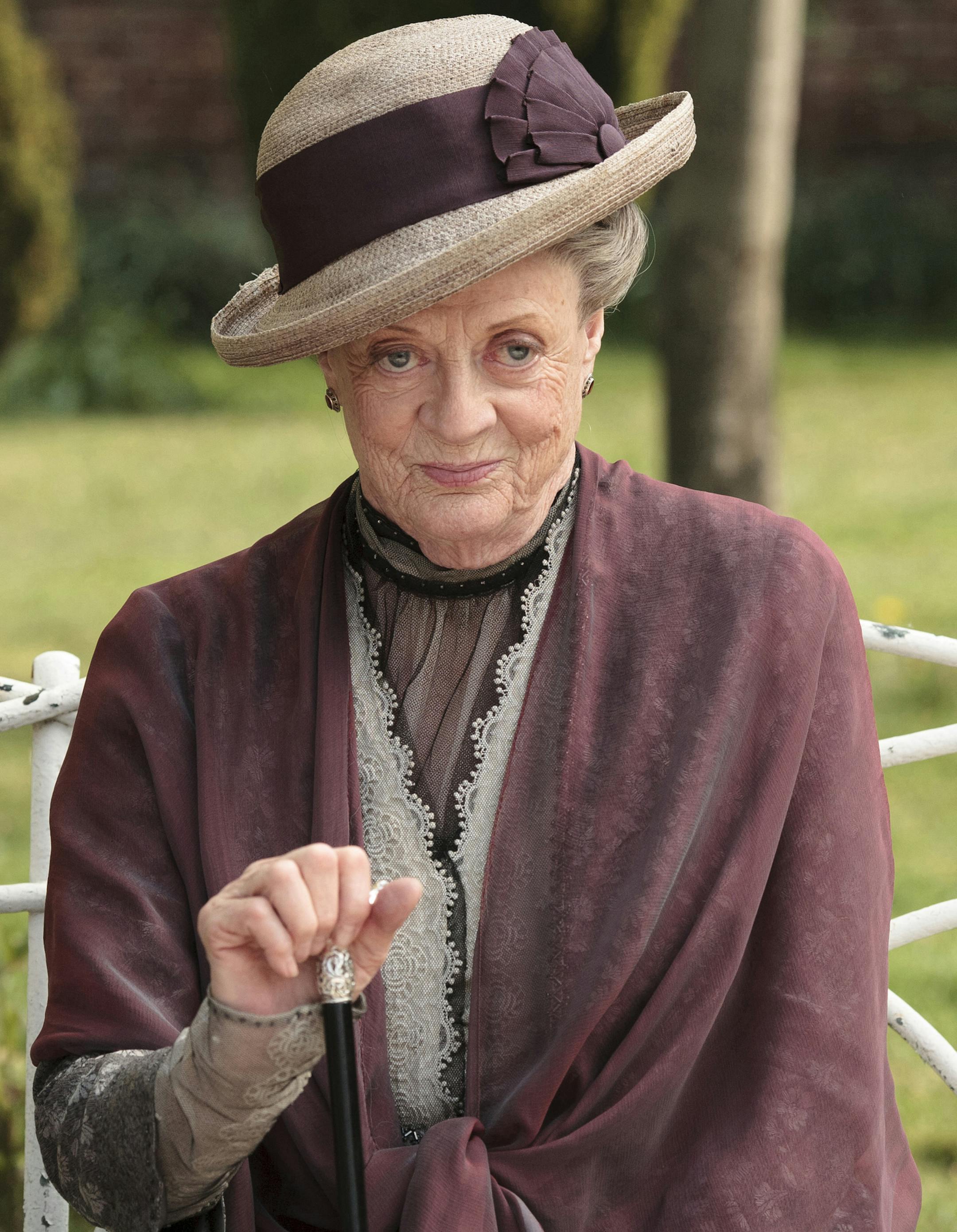 In this image released by PBS, Maggie Smith as the Dowager Countess Grantham, is shown in a scene from the second season on "Downton Abbey." (AP Photo/PBS, Carnival Film & Television Limited 2011 for MASTERPIECE, Nick Briggs) ORG XMIT: NYET321