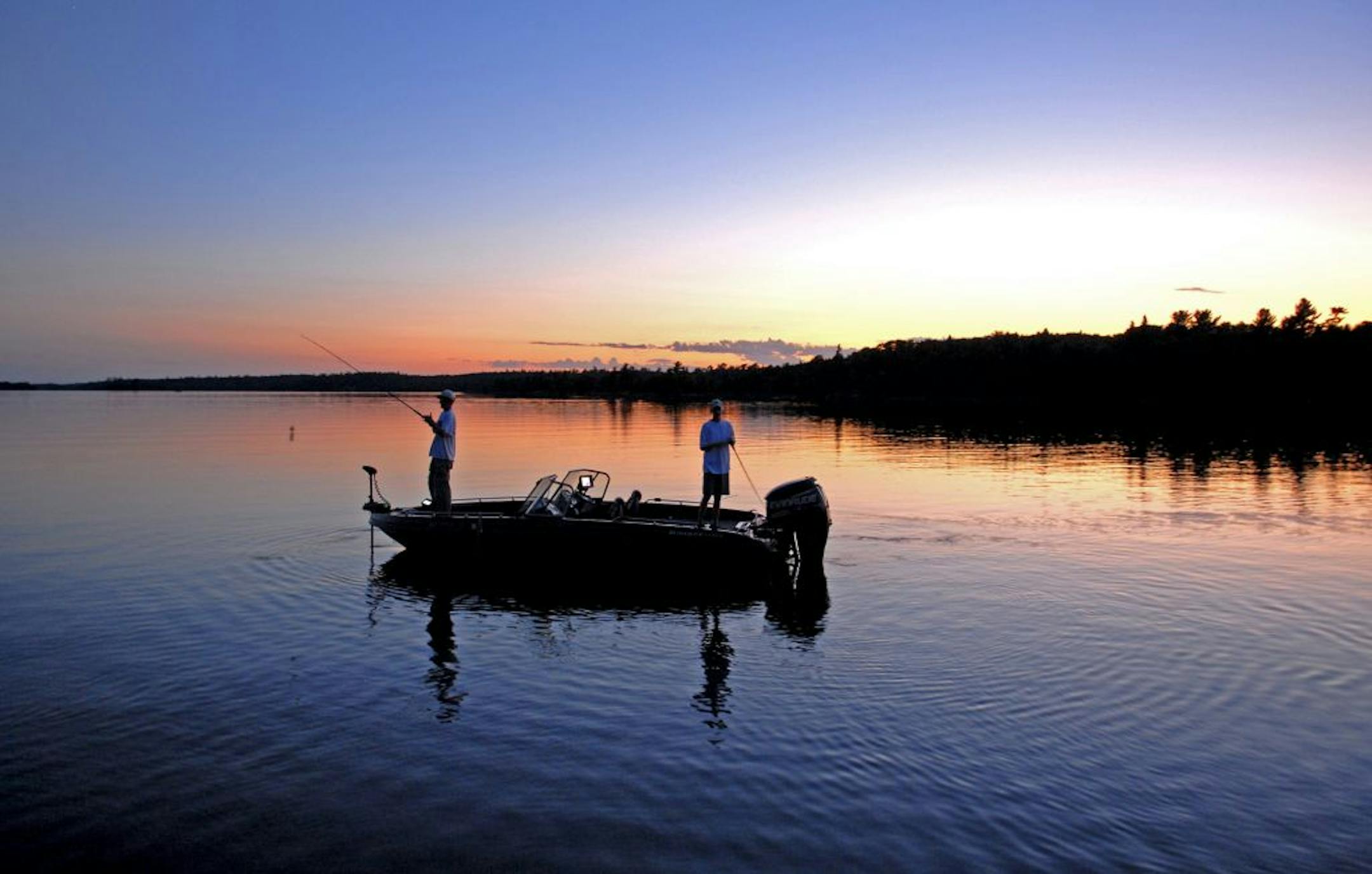 In late July and early August, muskie anglers fishing at sunset often perch their boats off rocky islands and near watery shoals, casting to fish that can reach 60 inches.