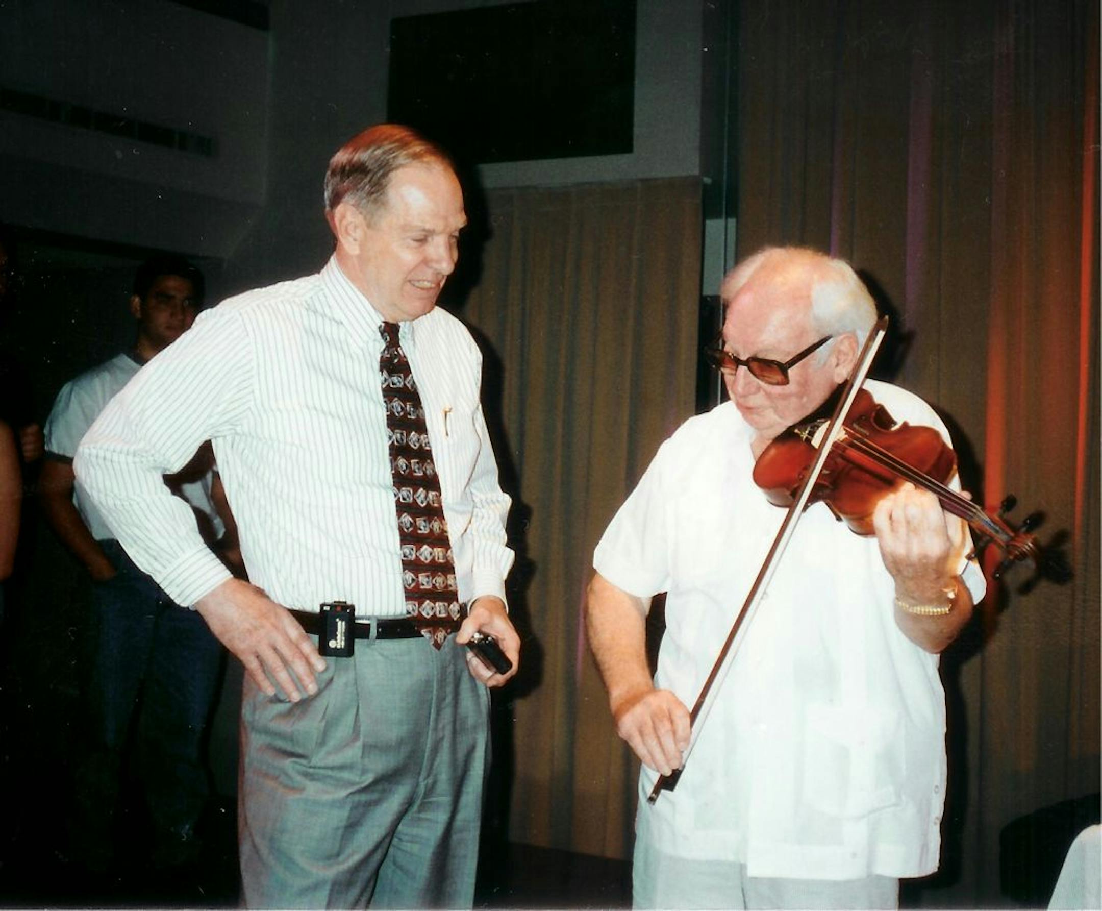 A moment before Isaac Stern began playing, Goodrich wondered if he would perform �Flight of the Bumble Bee.� Photo provided by Jerry Goodrich
