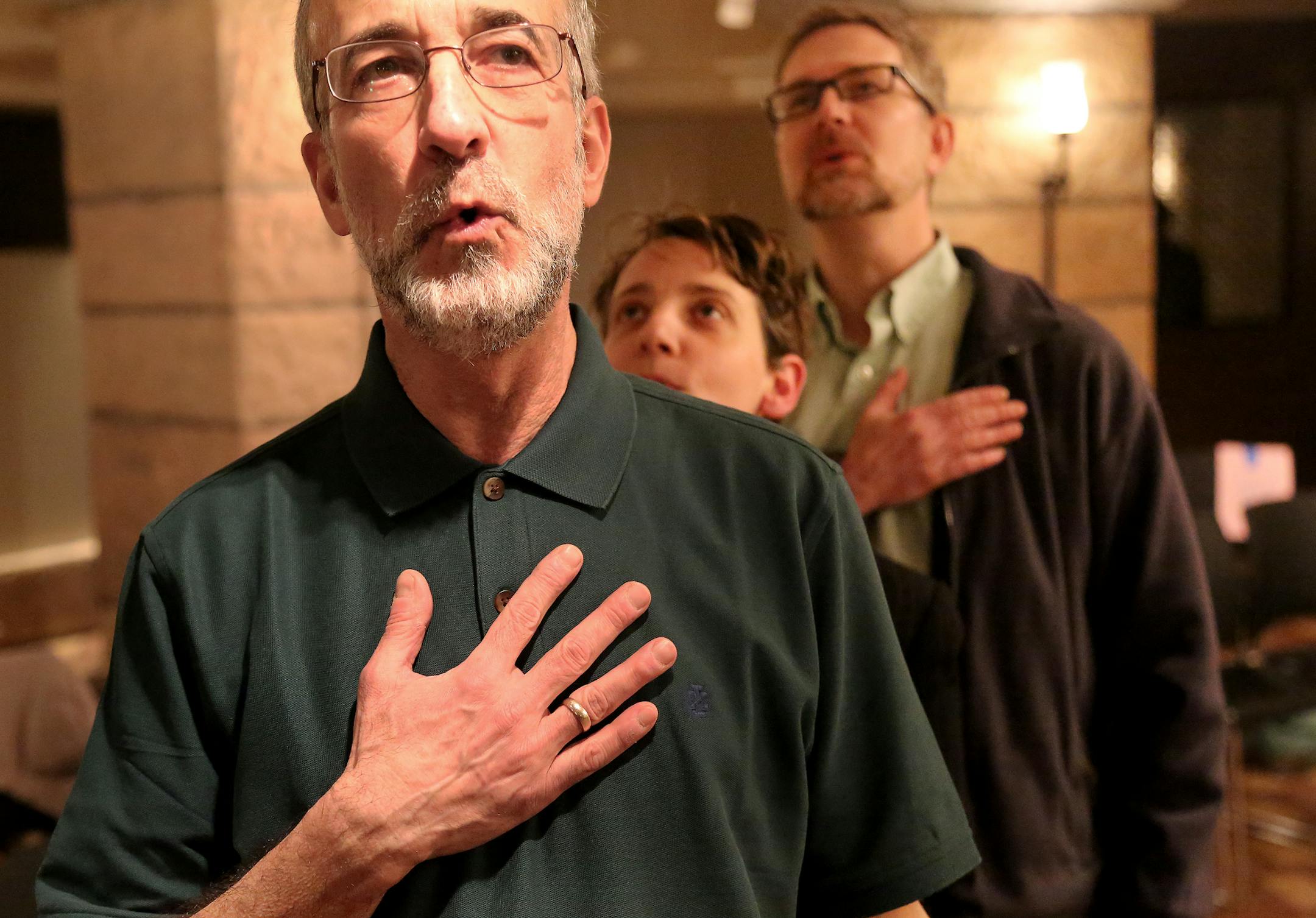 Mark Shepard, Rachel English and Frank Kohlasch sing about the beauty of the Capitol building as part of "Our House."