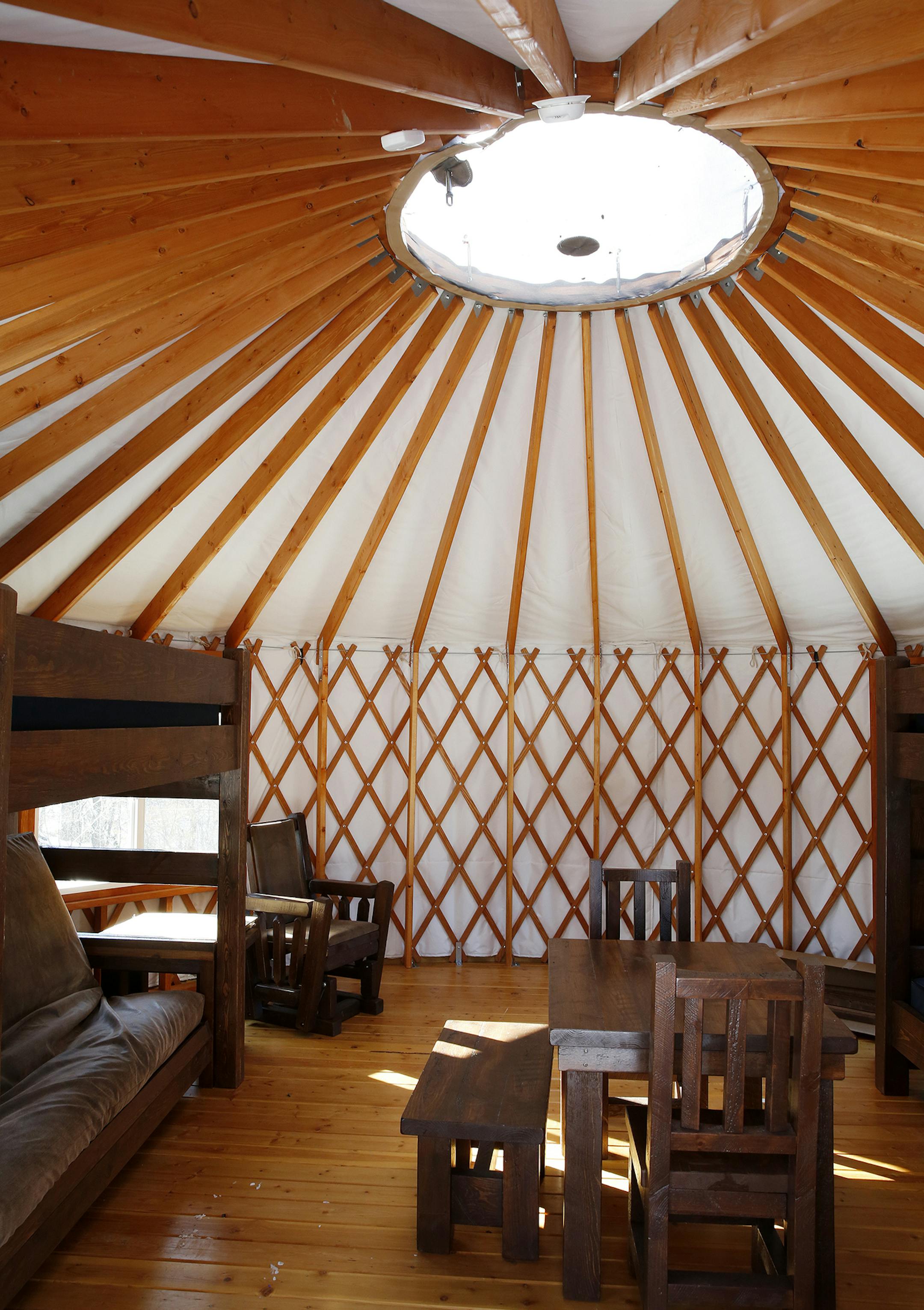 The interior of one of the two new yurts at Afton State Park in Hastings seen on Friday, November 14, 2014. The two yurts in the park will be available for rent in approximately January 2015. ] LEILA NAVIDI leila.navidi@startribune.com /