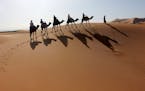 Tom Homme of Minneapolis made this photo of a morning camel ride in the Sahara by holding onto his saddle with one hand and the camera in his other, s