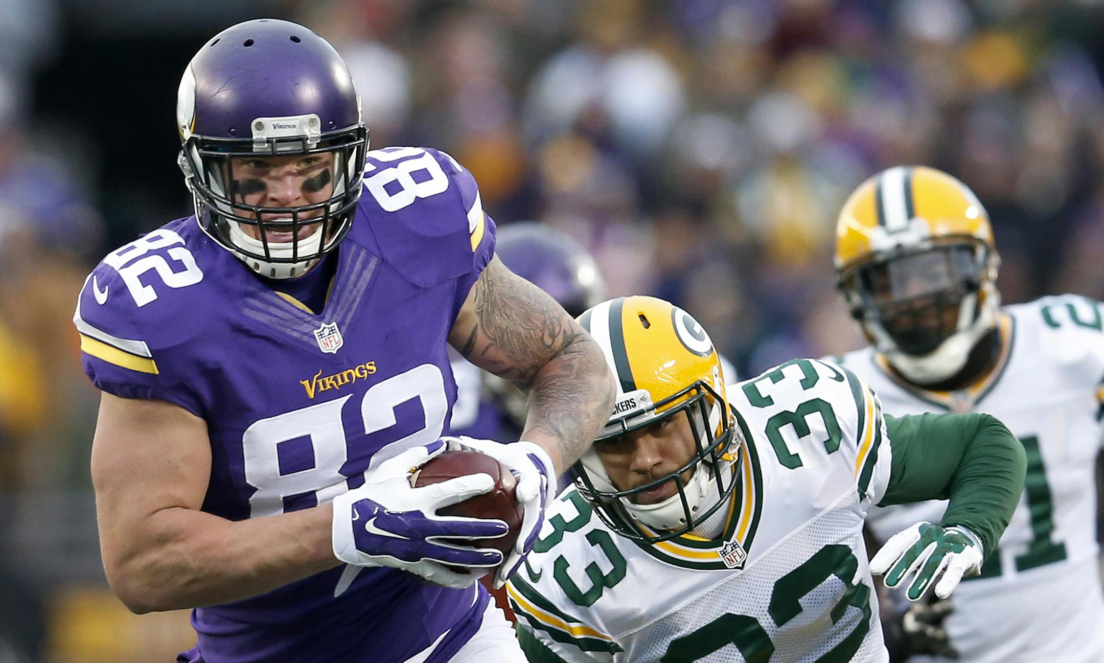 Minnesota Vikings Kyle Rudolph (82). ] CARLOS GONZALEZ ï cgonzalez@startribune.com - November 22, 2015, Minneapolis, MN, TCF Bank Stadium, NFL, Minnesota Vikings vs. Green Bay Packers