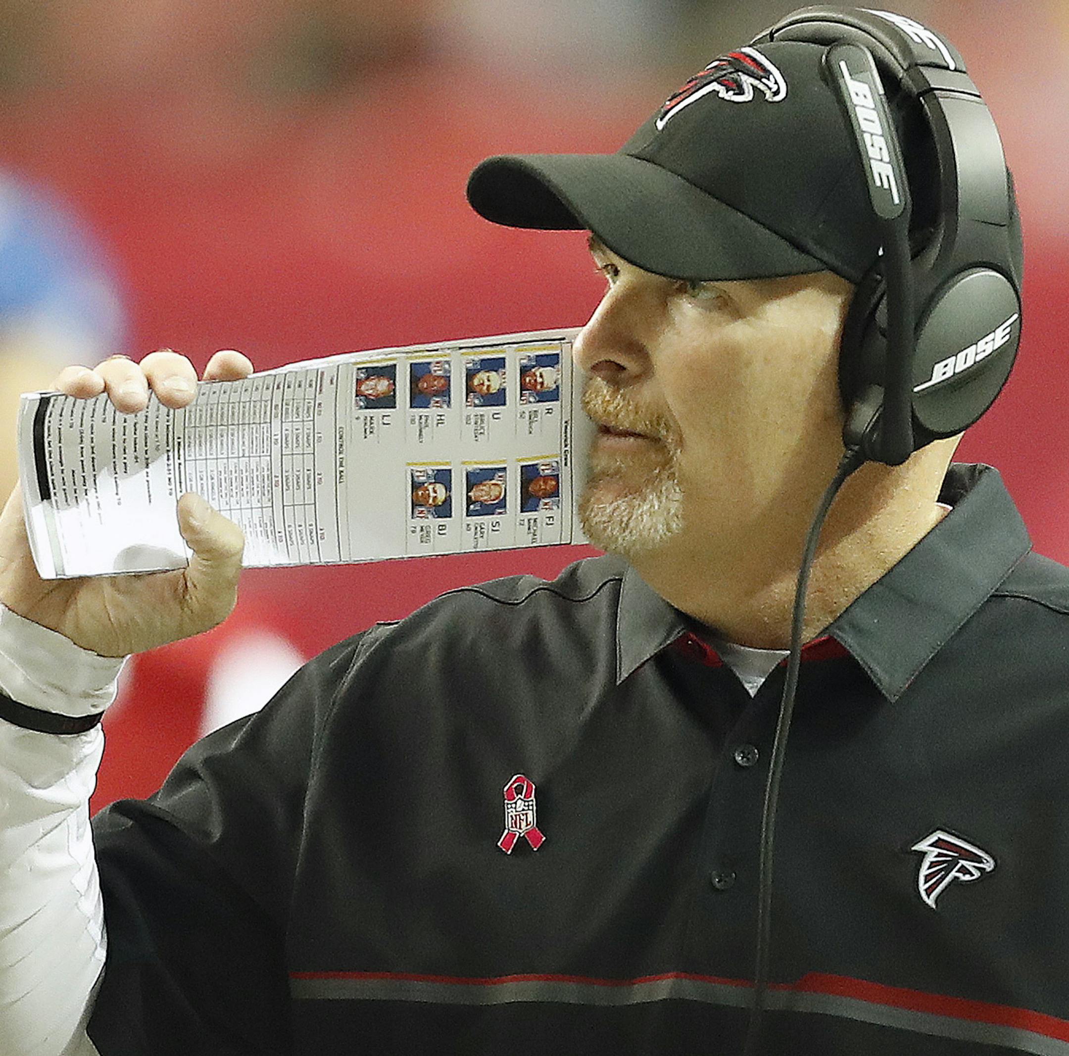 Atlanta Falcons head coach Dan Quinn walks the sidelines against the San Diego Chargers during the second half of an NFL football game, Sunday, Oct. 23, 2016, in Atlanta. (AP Photo/John Bazemore)