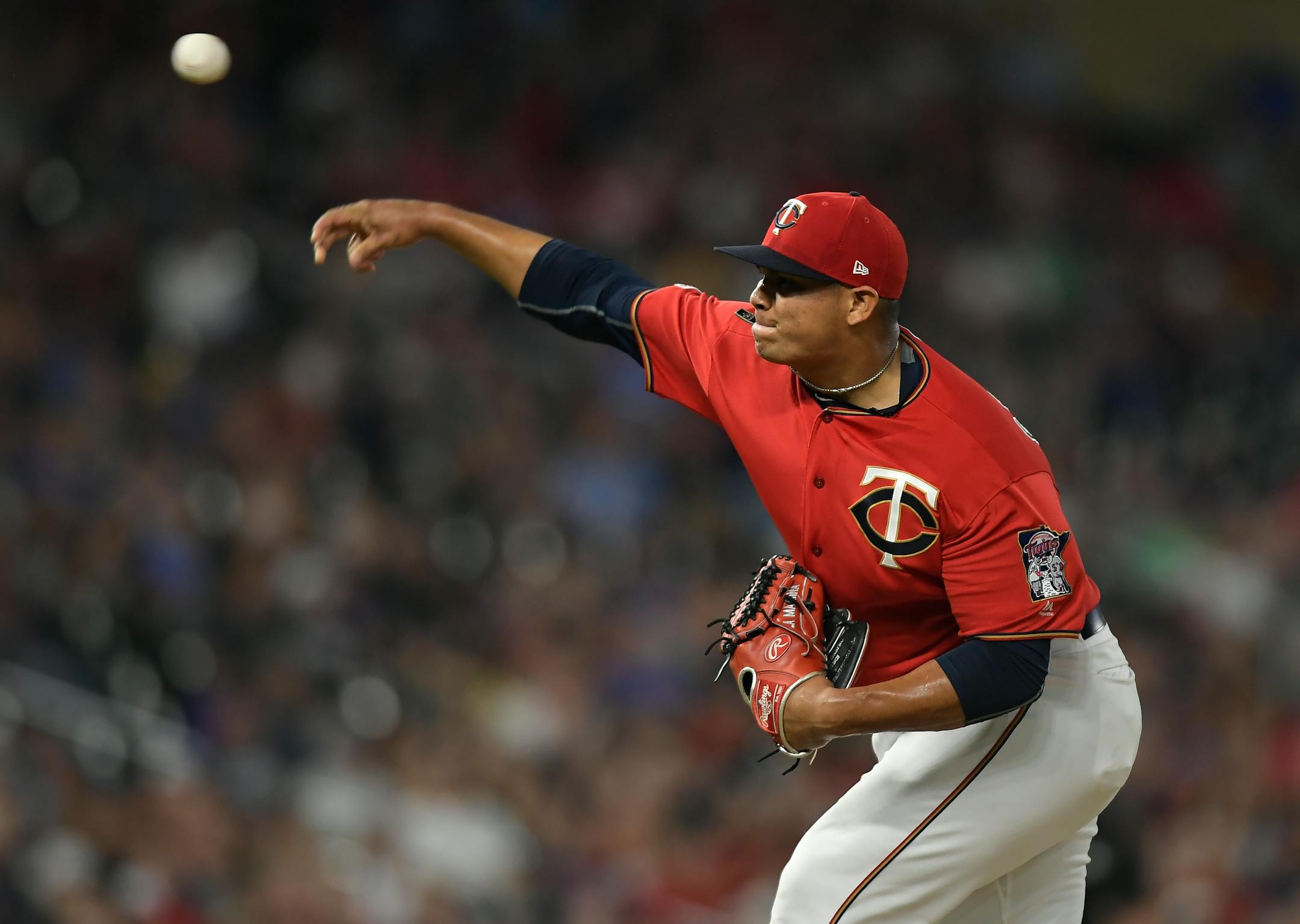 Minnesota Twins relief pitcher Brusdar Graterol (51) threw a pitch against the Kansas City Royals in the top of the eighth inning Friday night. ] Aaron Lavinsky • aaron.lavinsky@startribune.com The Minnesota Twins played the Kansas City Royals on Friday, Sept. 20, 2019 at Target Field in Minneapolis, Minn.