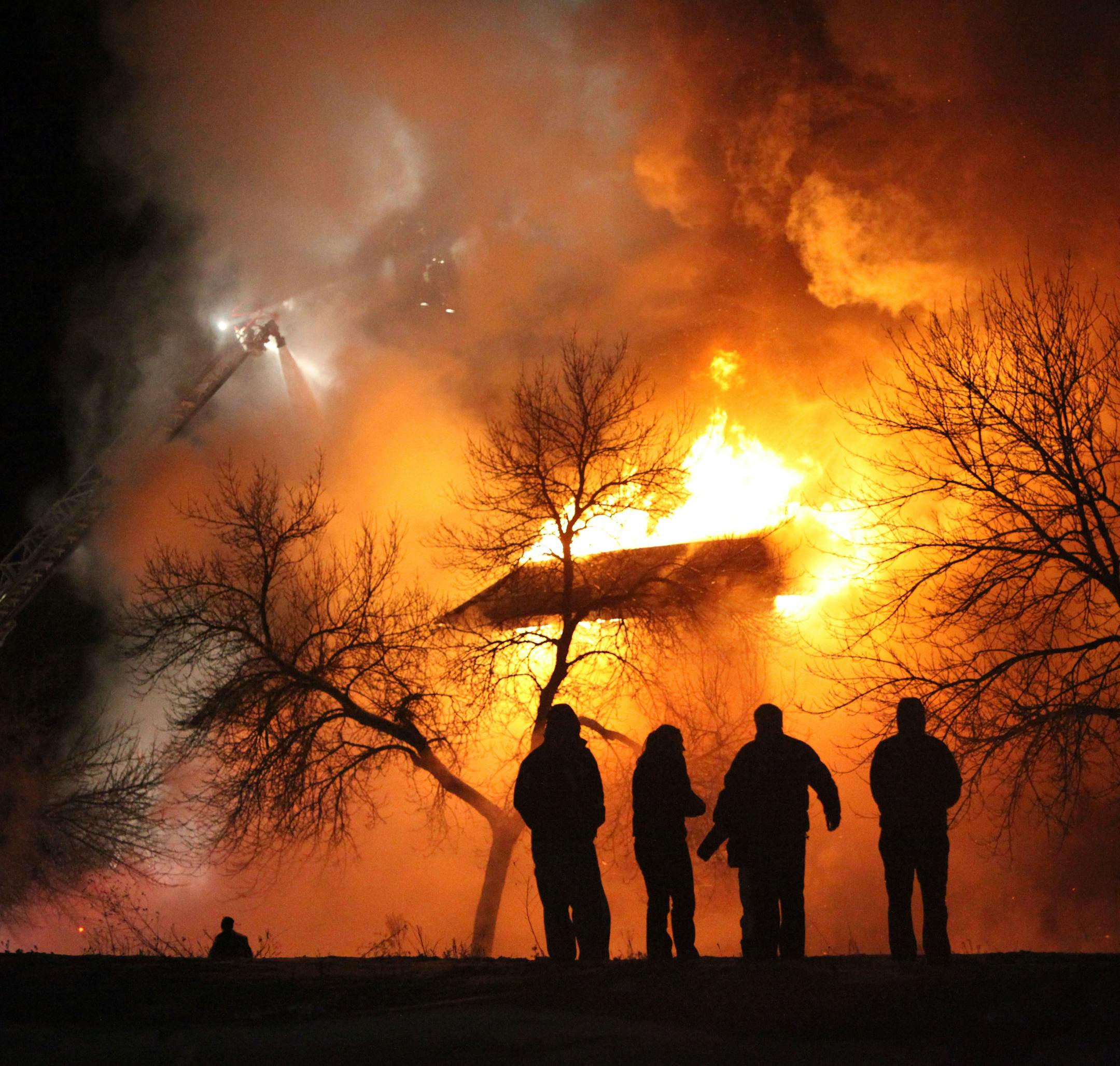 The intense blaze could be seen for miles in the dark winter sky. It was too early to tell what caused the fire, said Burnsville police Sgt. Dan Carlson.