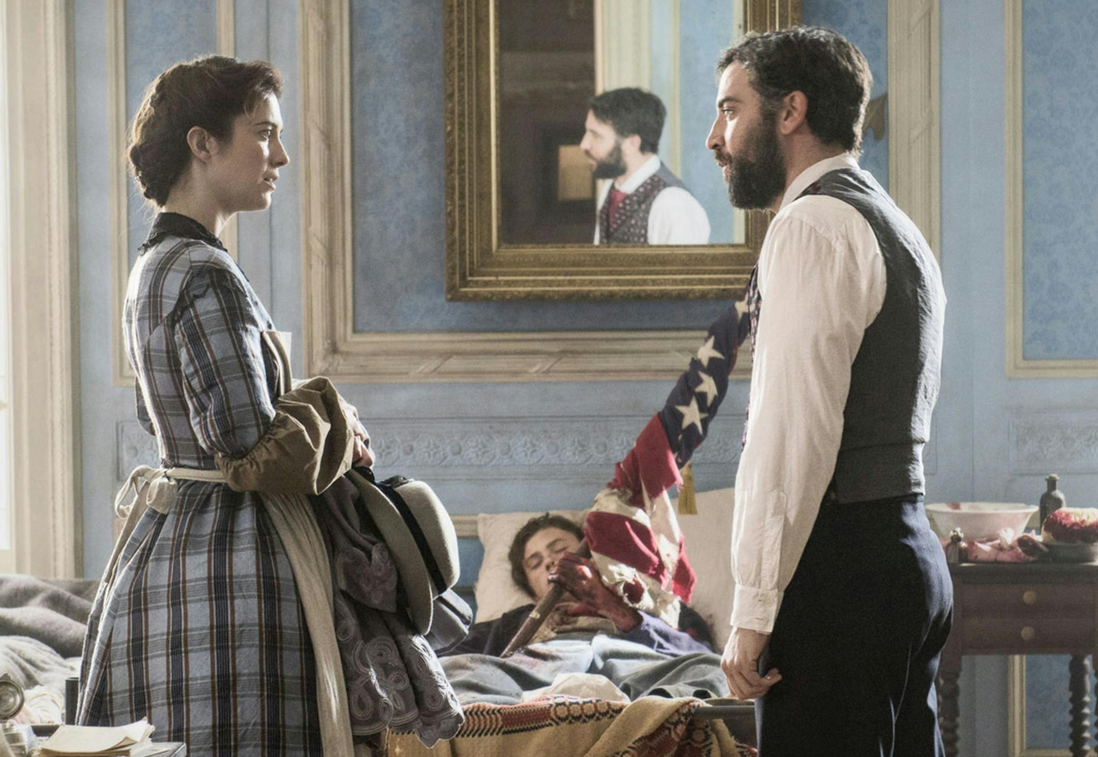 Mary Elizabeth Winstead, left, and Josh Radnor costar in PBS' "Mercy Street" about a Union hospital in the middle of Confederate territory, premiering on Sunday. (Antony Platt/PBS) ORG XMIT: 1179191