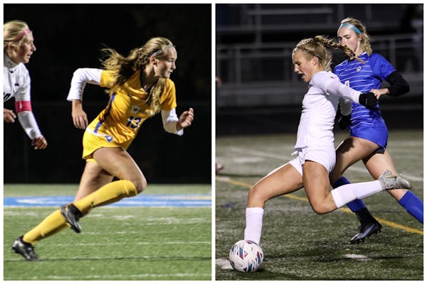 Grace Estby of Wayzata (left) and Izzy Engle of Edina are prominent players on the state’s top two Class 3A teams. 