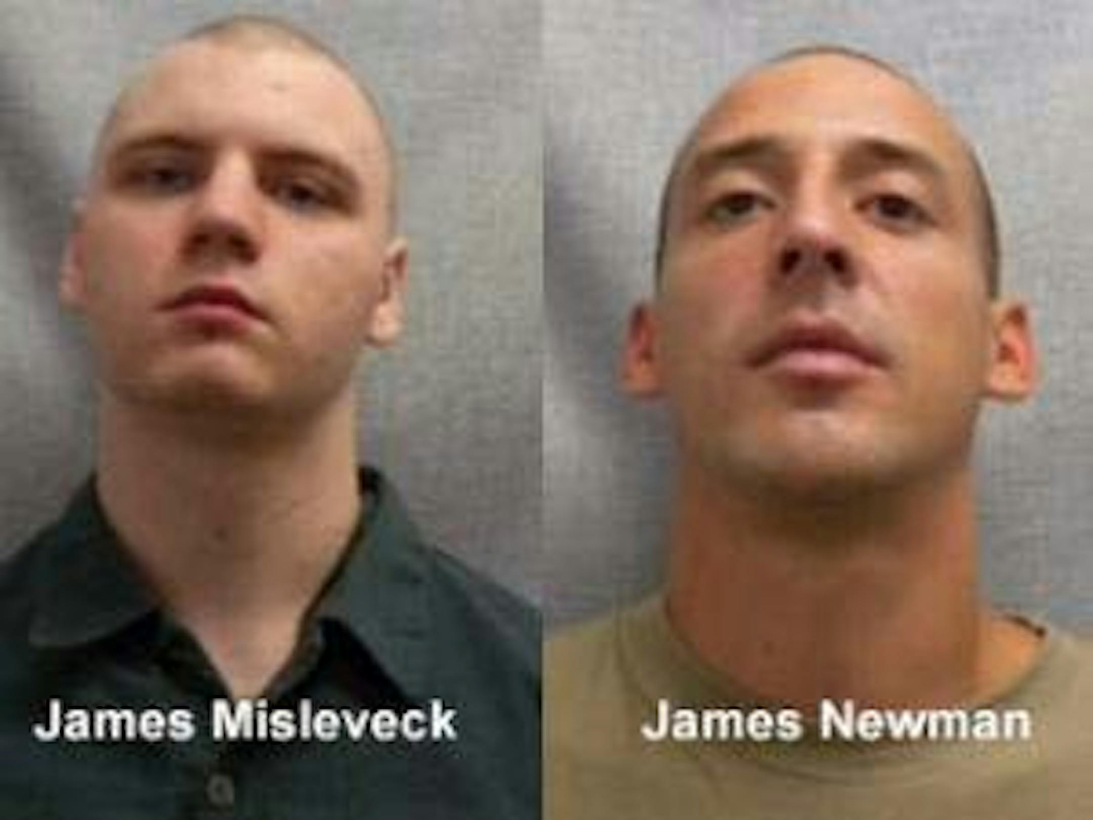 James C. Misleveck, left, and James R. Newman are suspected of a crime spree while on the run after leaving a Wisconsin boot camp for offenders.
