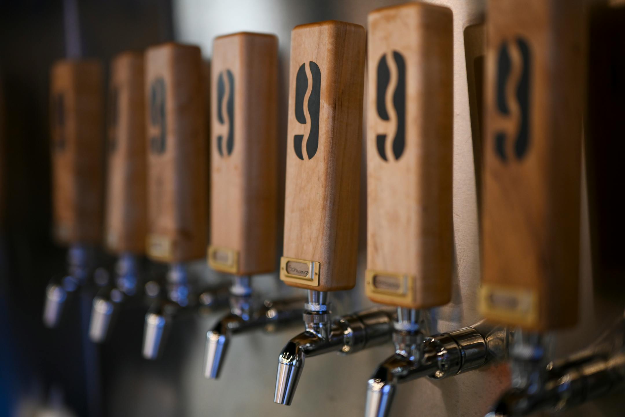 The taps at Nine Mile Brewing.