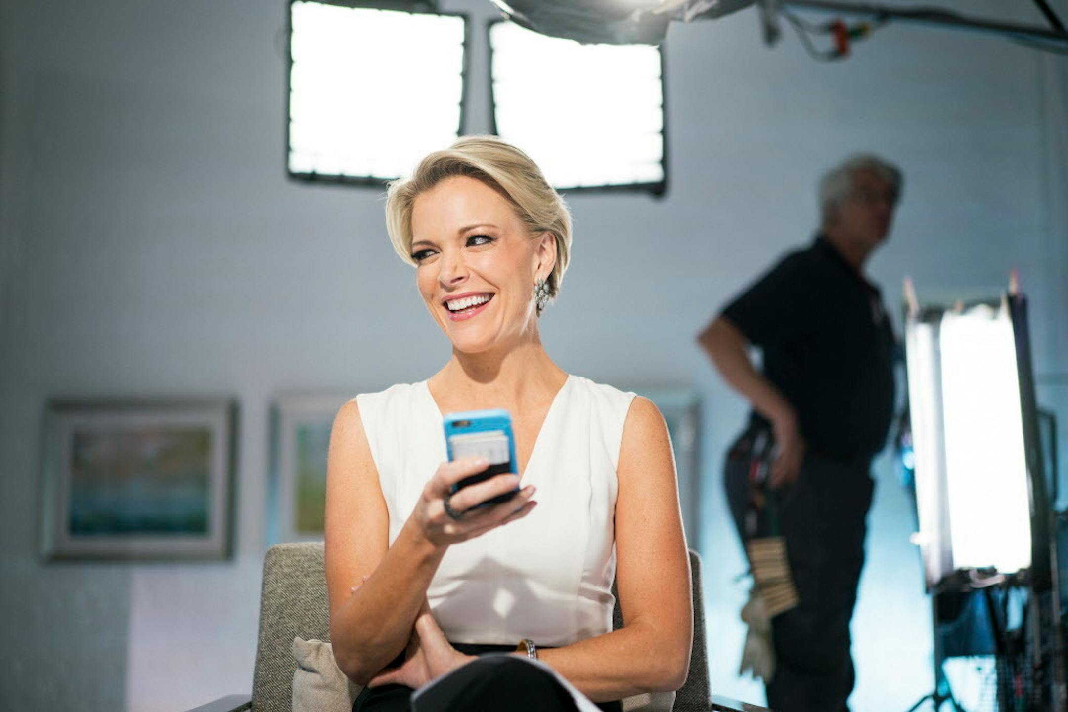 Fox News anchor Megyn Kelly prepares to interview Laverne Cox for her prime-time special "Megan Kelly Presents," in New York, May 12, 2016.