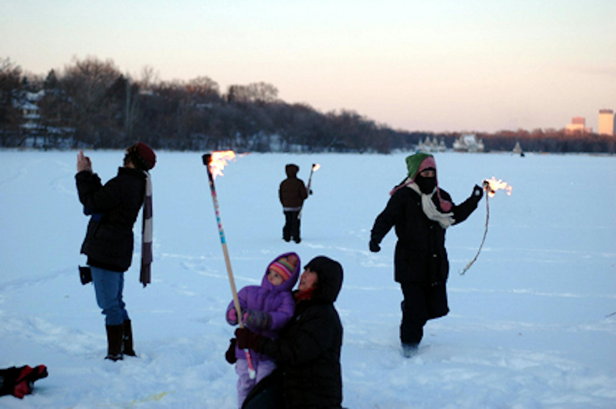 Celebrating the solstice on Dec. 21 at Lake Harriet.