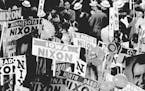 Delegates to the Republican National Convention hold their demonstration for Richard M. Nixon, last of the major candidates under consideration for th