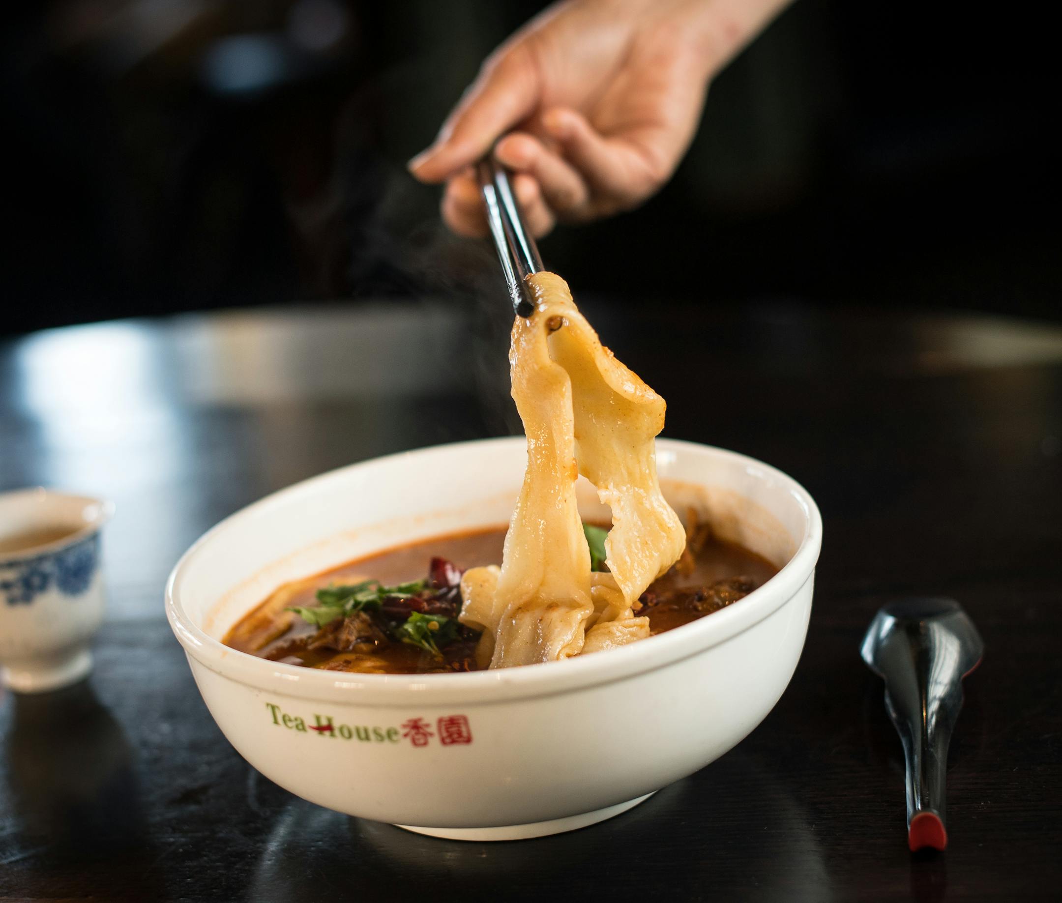 The Tea House's Kudai lamb noodle soup. ] (AARON LAVINSKY/STAR TRIBUNE) aaron.lavinsky@startribune.com Chinese restaurant reviews of Little Szechuan Hot Pot and The Tea House photographed Wednesday, June 29, 2016.
