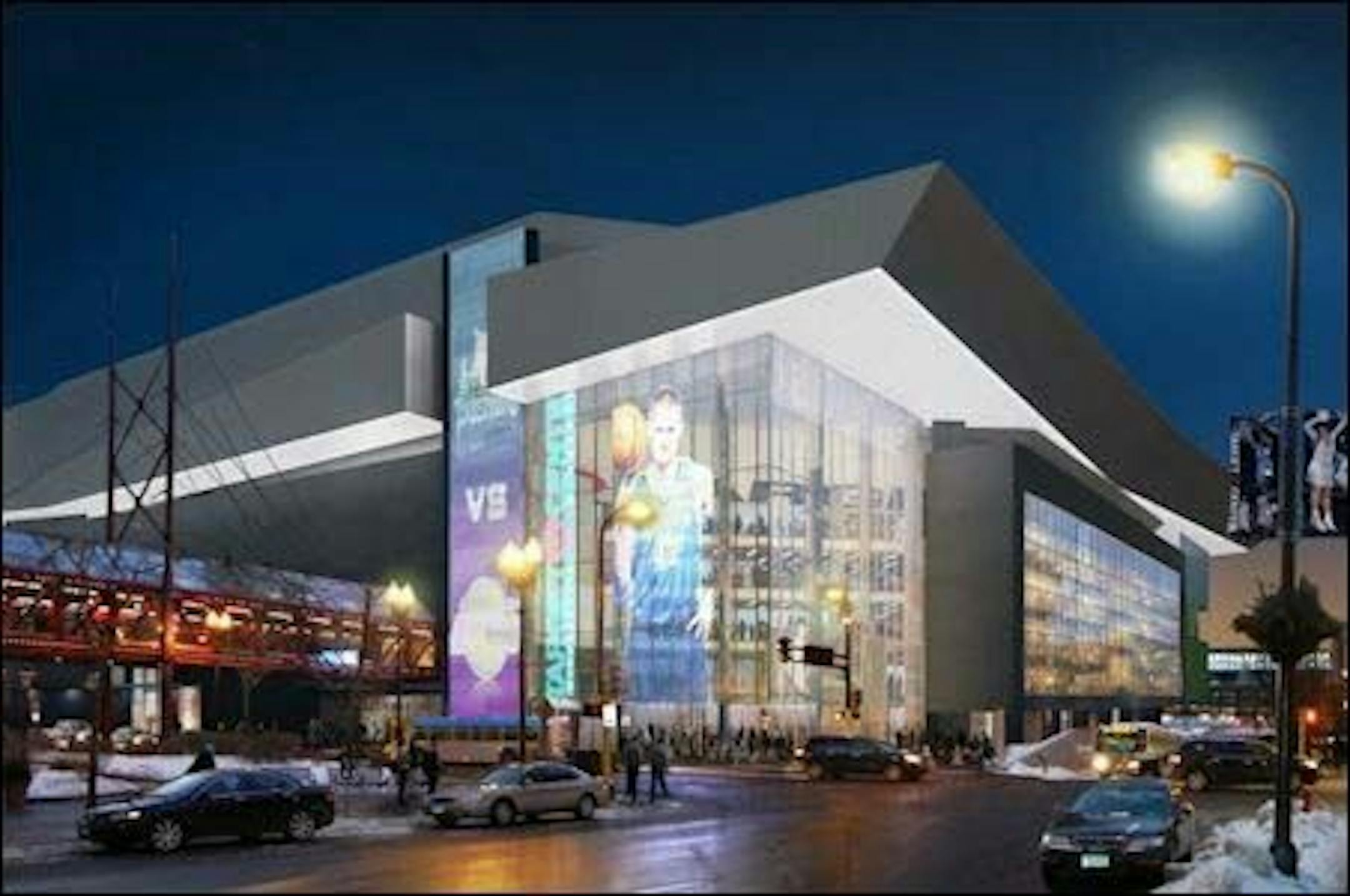Credit AECOM Technology Corporation.
Preliminary sketch of renovated Target Center from First Avenue and Sixth Street.