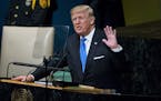President Donald Trump addresses the United Nations General Assembly at the United Nations headquarters in New York, Sept. 19, 2017. (Doug Mills/The N