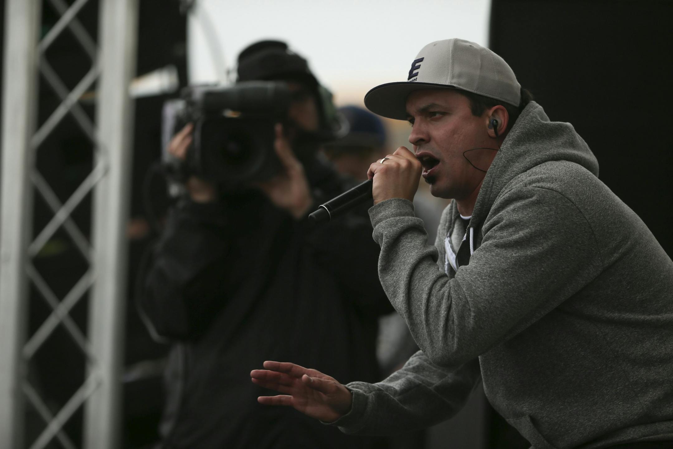 Rhymesayers Entertainment's annual Soundset music festival took place on a chilly Sunday afternoon, May 26, 2013 at Canterbury Downs in Shakopee. Hometown hero Slug of Atmosphere on the main stage Sunday evening.