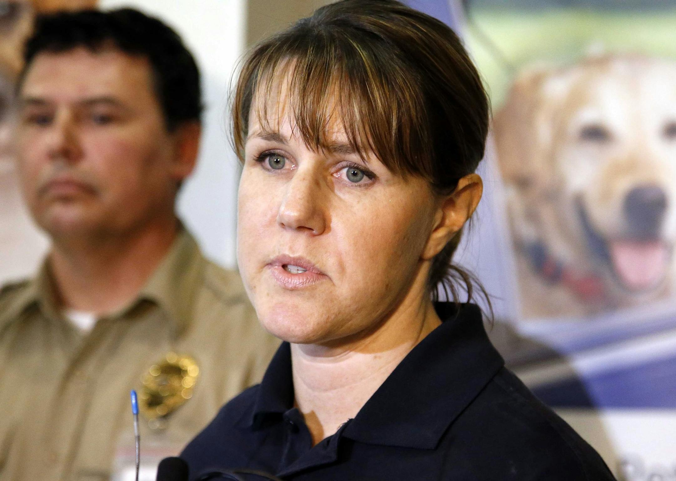 Sgt. Lindsay Herron spoke to the media during a press conference at the Minneapolis Animal Care & Control.
