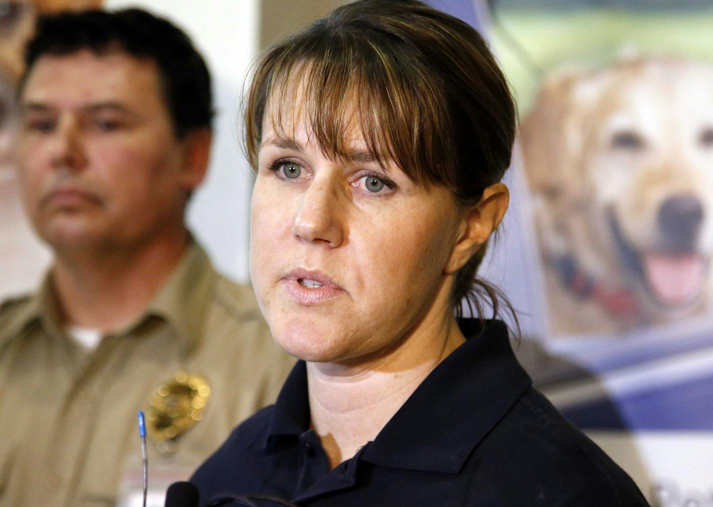 Sgt. Lindsay Herron spoke to the media during a press conference at the Minneapolis Animal Care & Control.