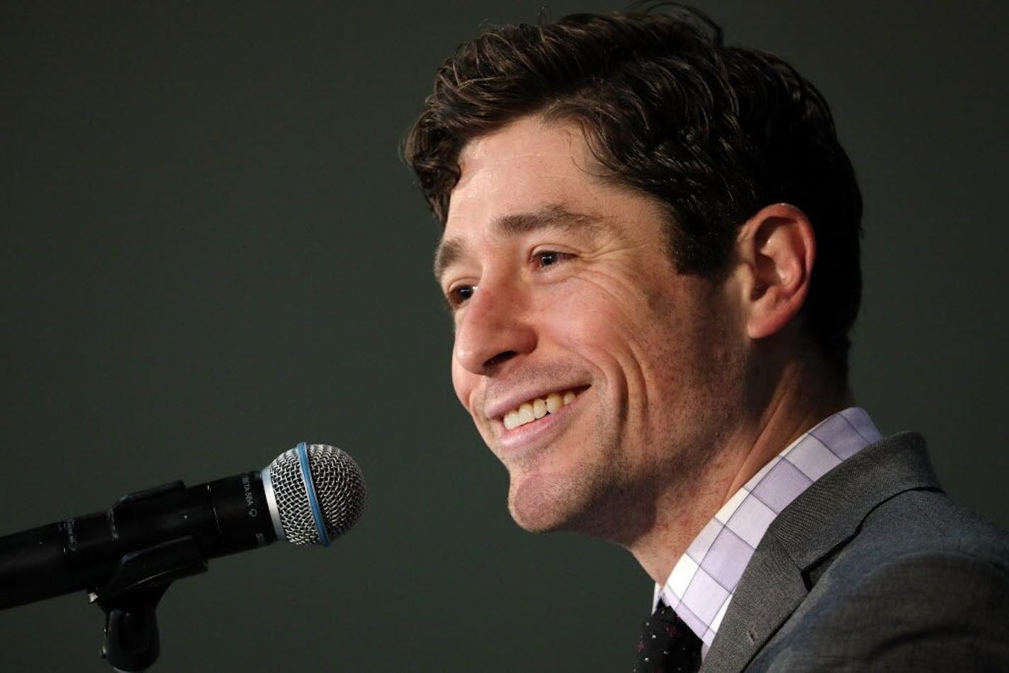 Minneapolis Mayor Jacob Frey spoke to the students from the podium.