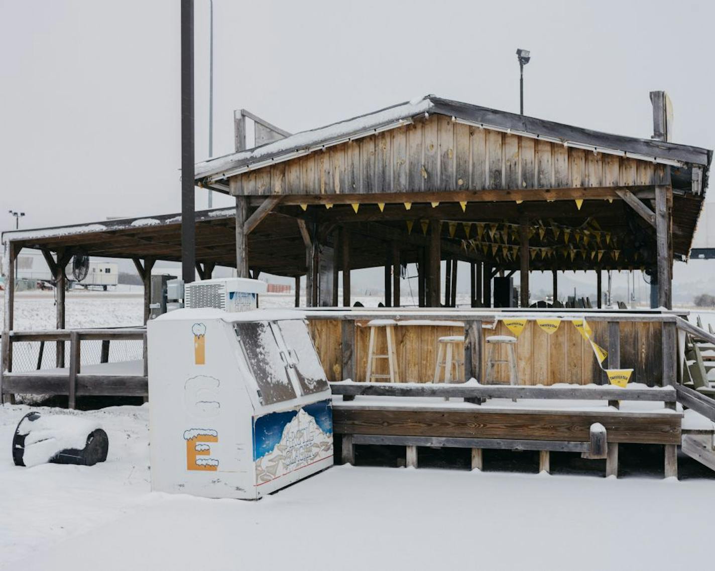 An open-air section of the Beaver Bar, a popular spot during the annual motorcycle rally that was held in August, in Sturgis, S.D., Oct. 24, 2020. Infectious-disease experts had warned about the dangers of cramming thousands of revelers into the Black Hills of South Dakota at the height of a pandemic, but it was the 80th anniversary of the annual Sturgis rally, and bikers were coming no matter what.