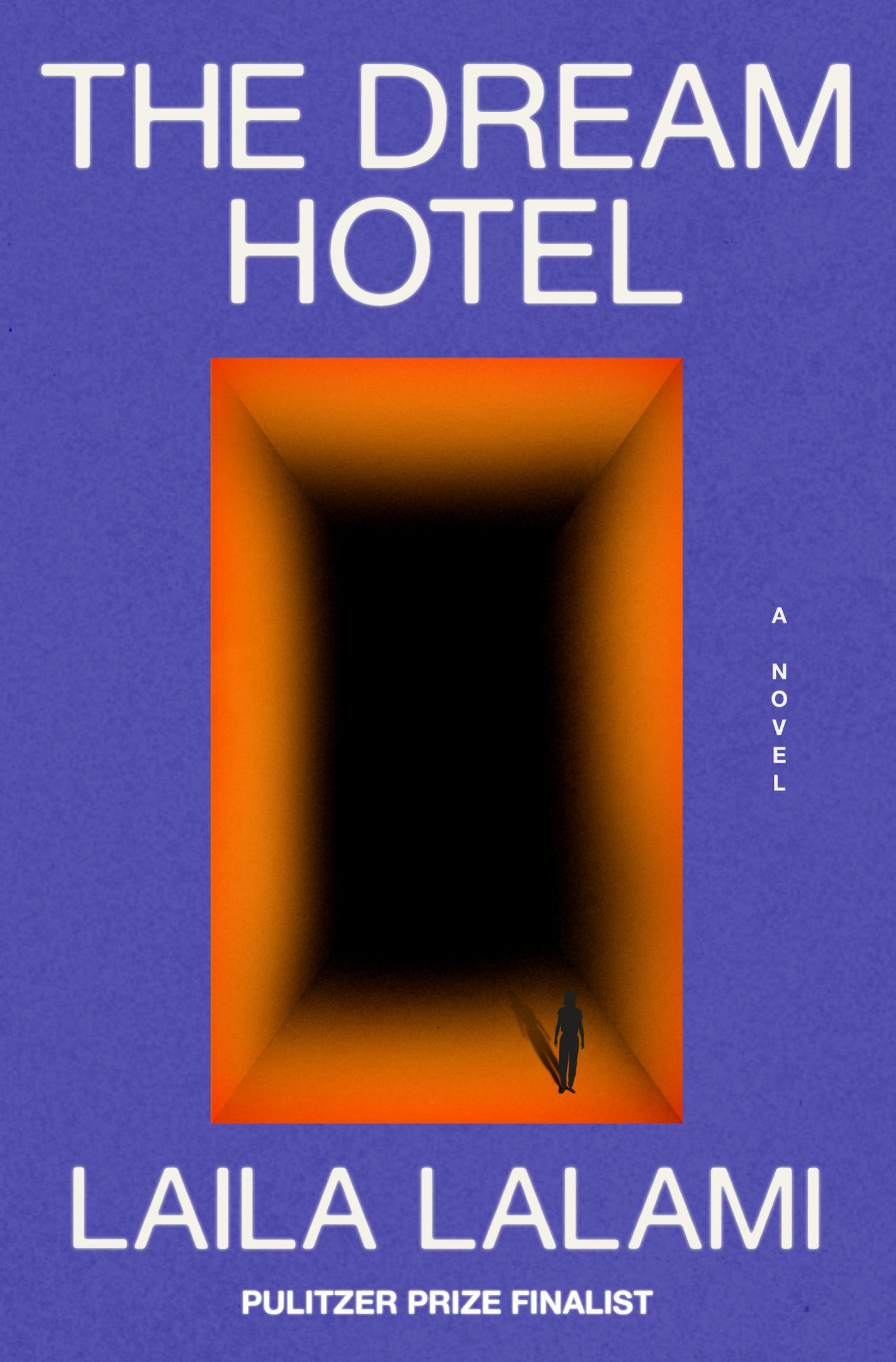 purple cover of The Dream Hotel depicts an illustration of a person staring into a black void