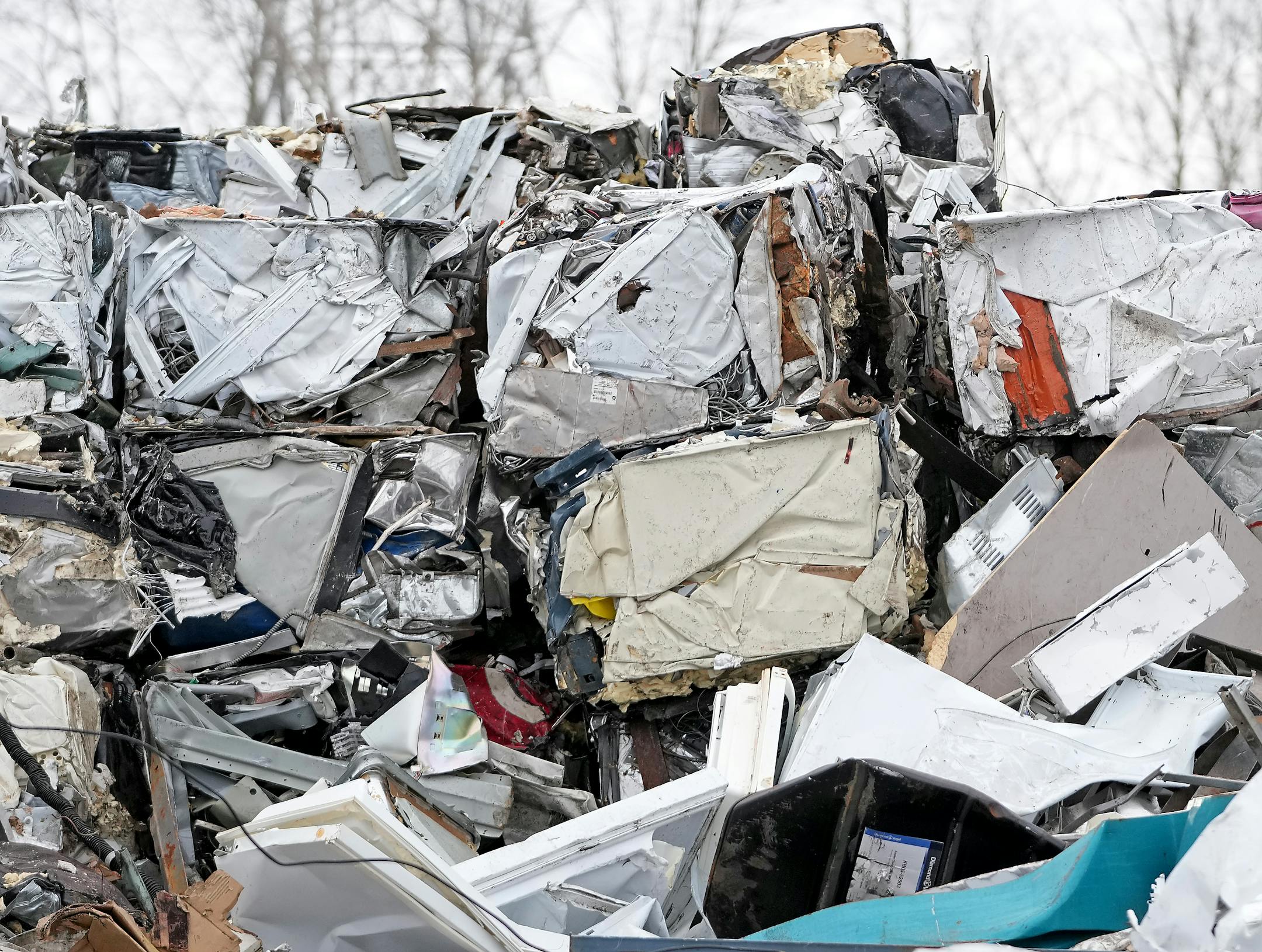 Recycled appliances at J.R.'s Advanced Recyclers are baled before leaving the recycler Thursday, Feb. 16, 2023 in Inver Grove Heights, Minn.