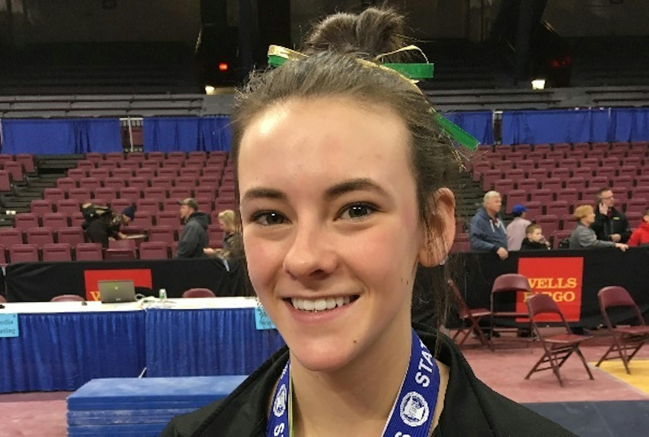 Aliah Williams left club gymnastics to join the Chisago Lakes High School team this year and wound up winning the Class 1A all-around title.