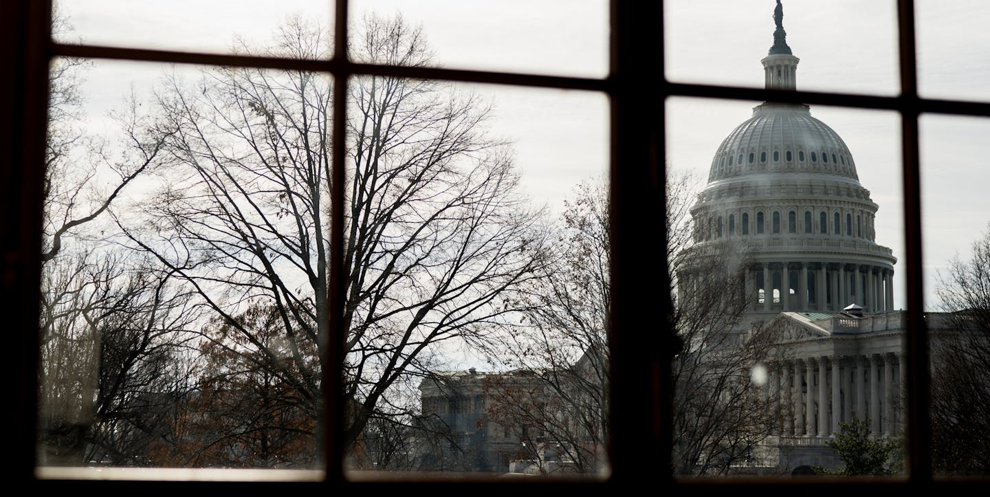 The Capitol, seen from the Russell Senate building during the government shutdown in Washington, Dec. 27, 2018. On Jan. 1, as the government shutdown was in its 11th day, President Donald Trump invited congressional leaders of both parties to a briefing on border security on the following day. White House officials did not say whether the president would attend. (Erin Schaff/The New York Times)