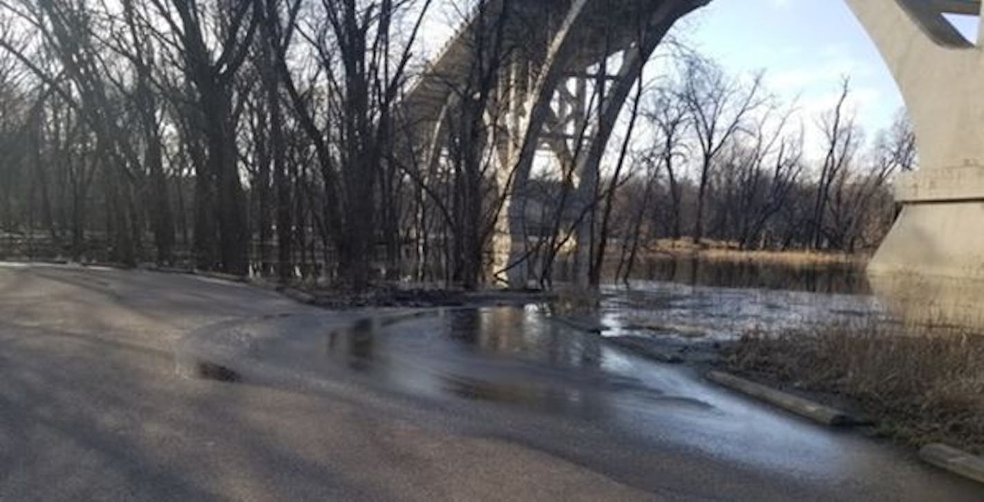 DNR photo: Flooding has closed significant areas of Fort Snelling State Park.