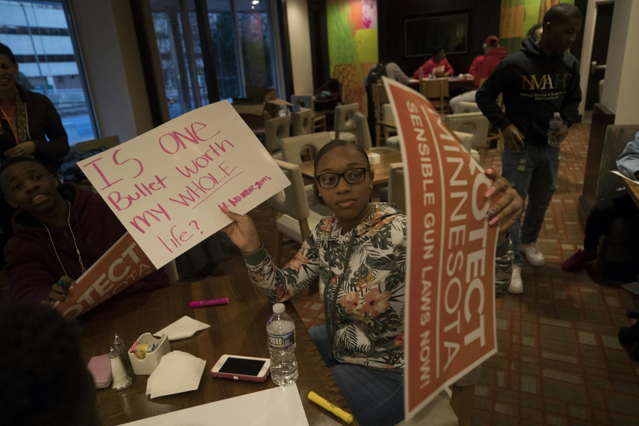 Patrick Henry High student Chrishaya Robison made signs for the March for Our Lives rally on Friday, March 23, 2018, in Washington, D.C.